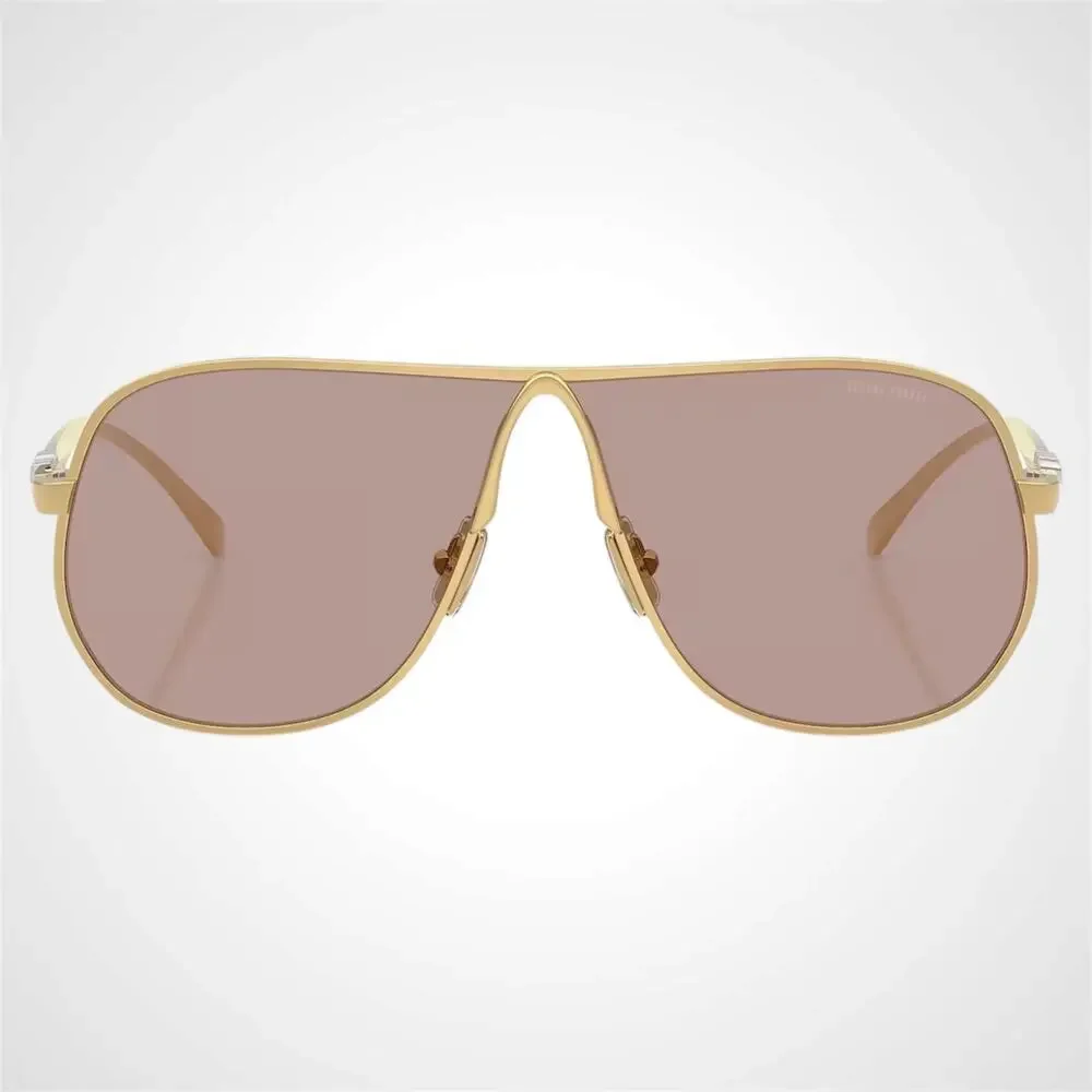 New MIU MIU Sunglasses Gold Violet Solid Lens Metal Pilot Aviator